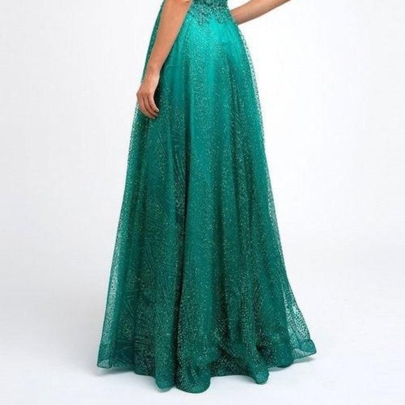 Illusion V-Neck Lace Bodice Prom Dress JT235 - Picture 4 of 5